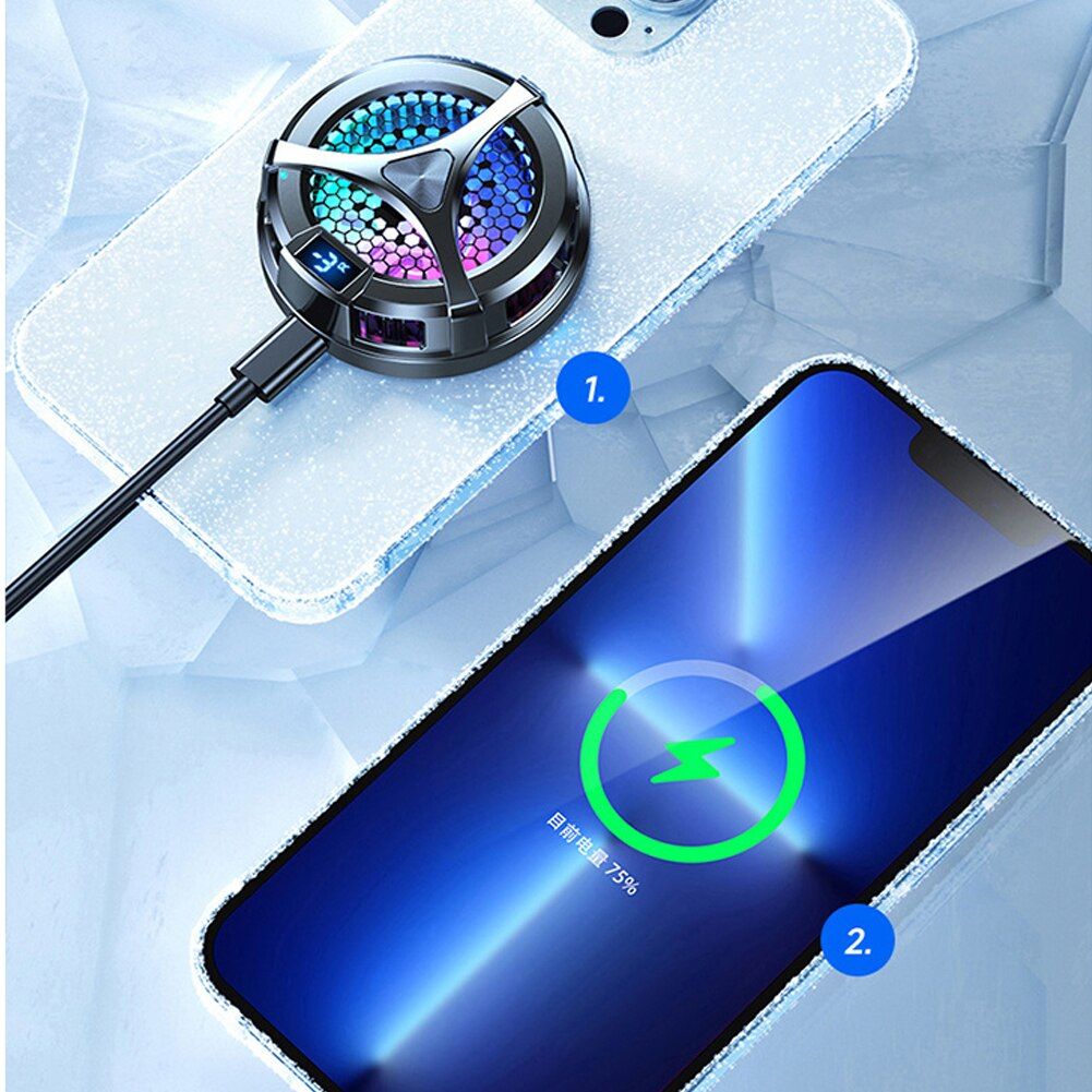 X36 Digital Display Mobile Phone Radiator Cooling Fan 9v 15w Magnetic Suction Wireless Fast Charging Silent Semiconductor Cooler