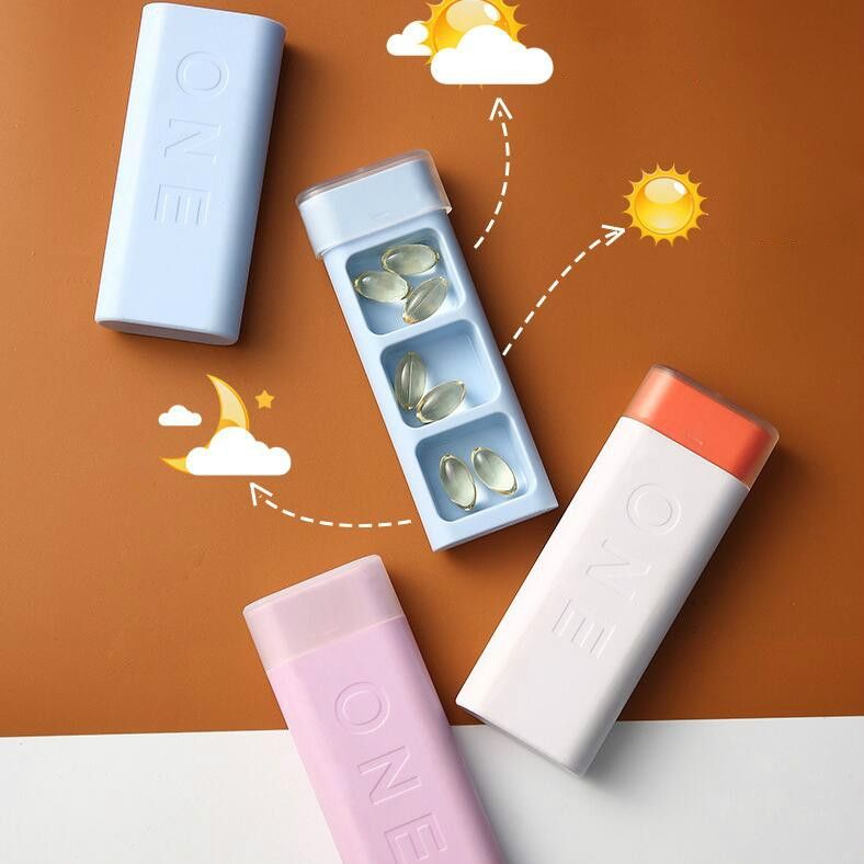 Portable Mini Dispensing Pill Box To Store Pill Sealed Box(Sky Blue)