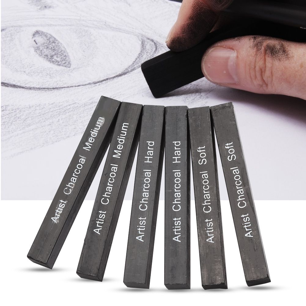 Soft/medium/hard 6pcs Compressed Charcoal Sticks B