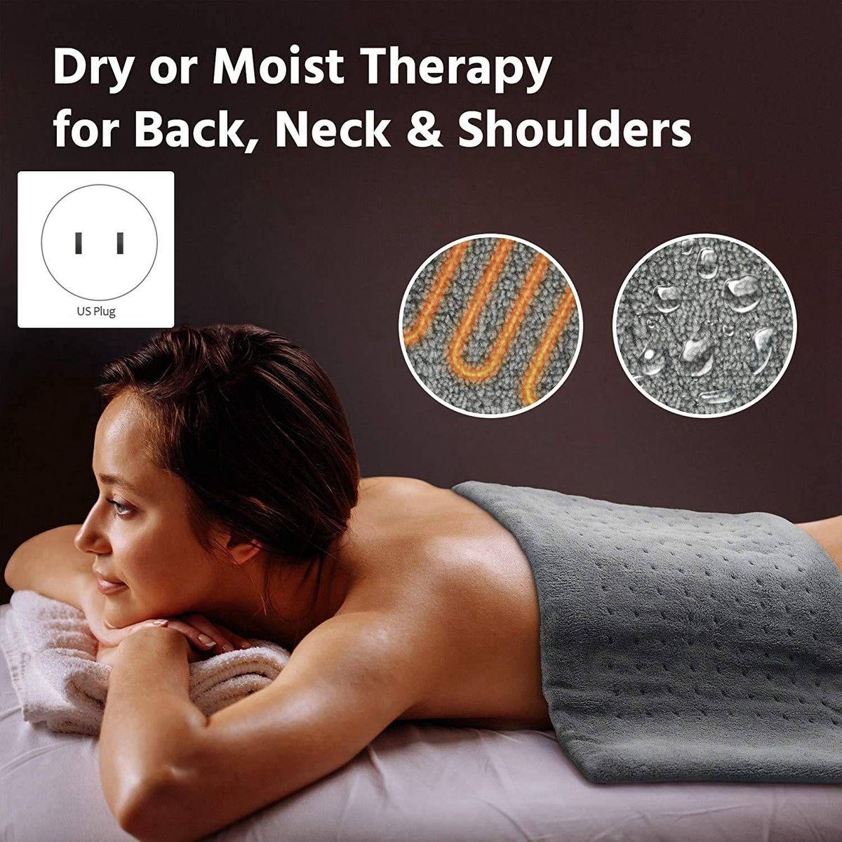Extra Electric Heating Pad for Back and Relief 12X24 Inch -Soft Heat for Moist & Dry US Plug