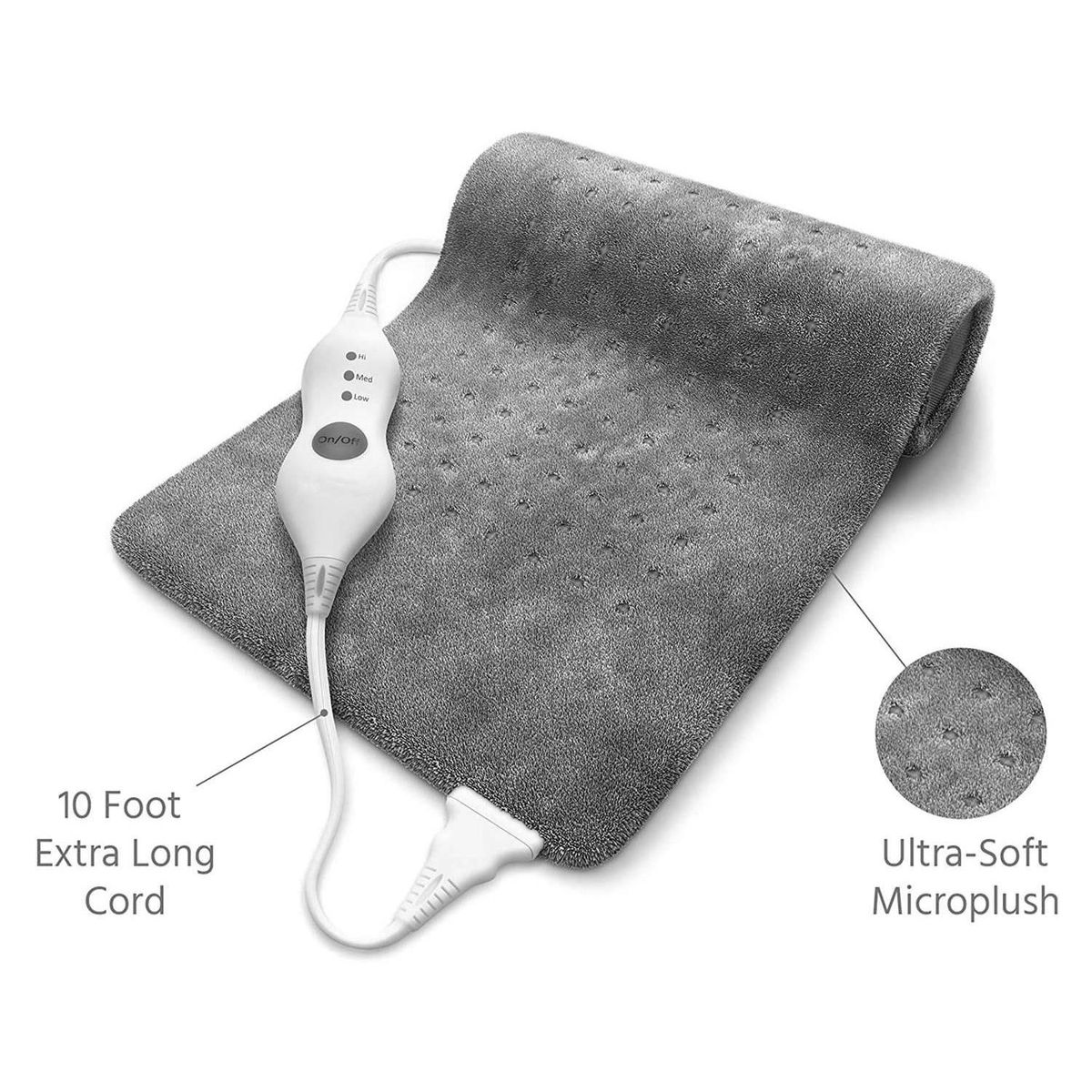 Extra Electric Heating Pad for Back and Relief 12X24 Inch -Soft Heat for Moist & Dry US Plug