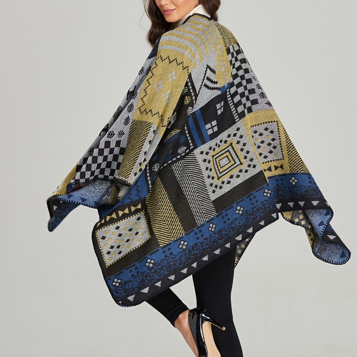 Women Shawl Splicing Open Front Soft Comfortable
