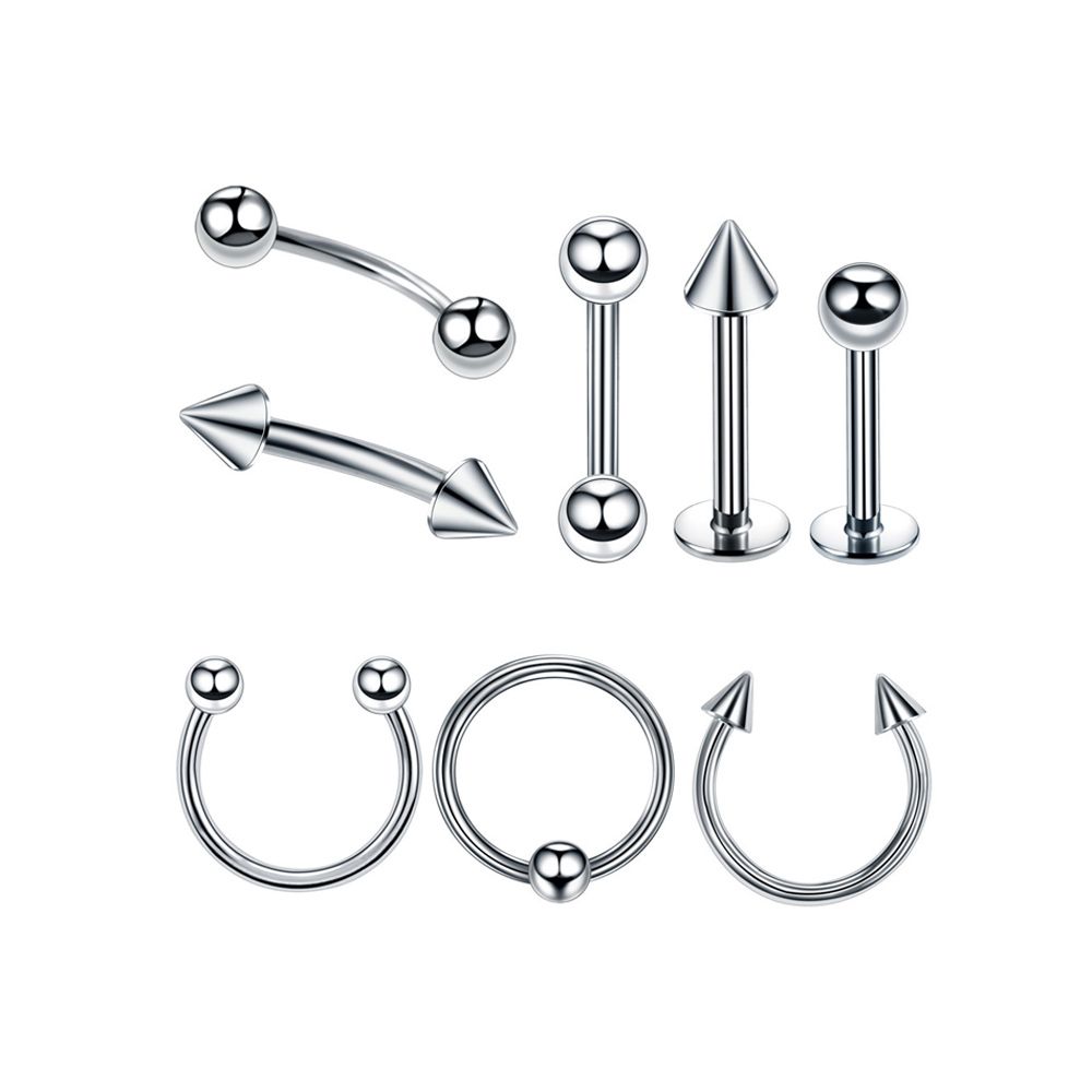 8 Piece Lip Ear Ring Stud Body Piercing Jewelry