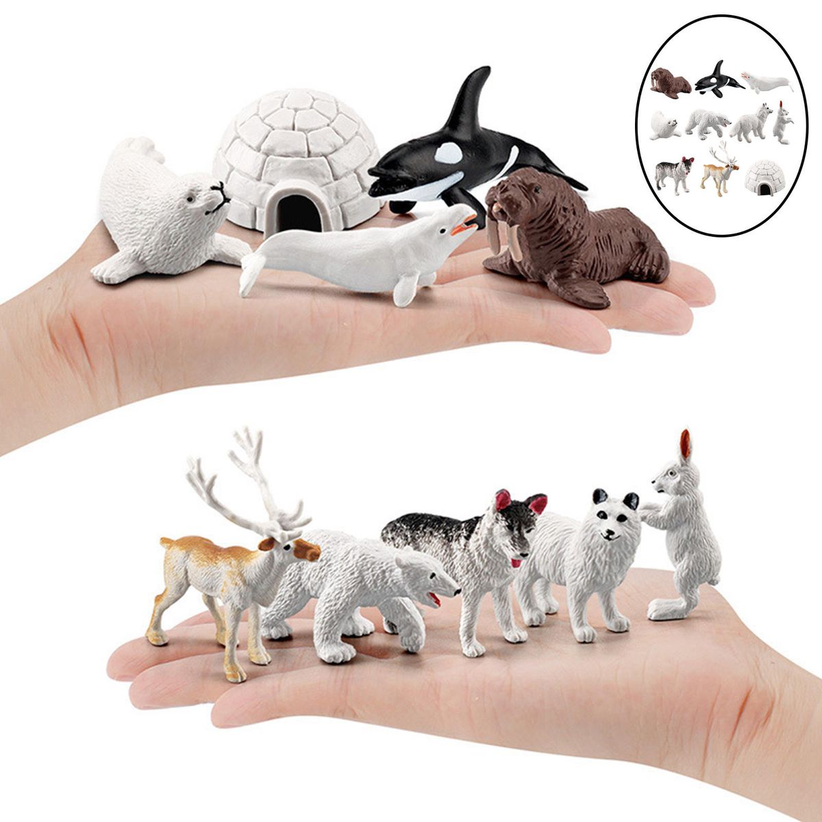 Set Of 10 Realistic Arctic Animal Model Toys For Kids Gift Shelf Decor