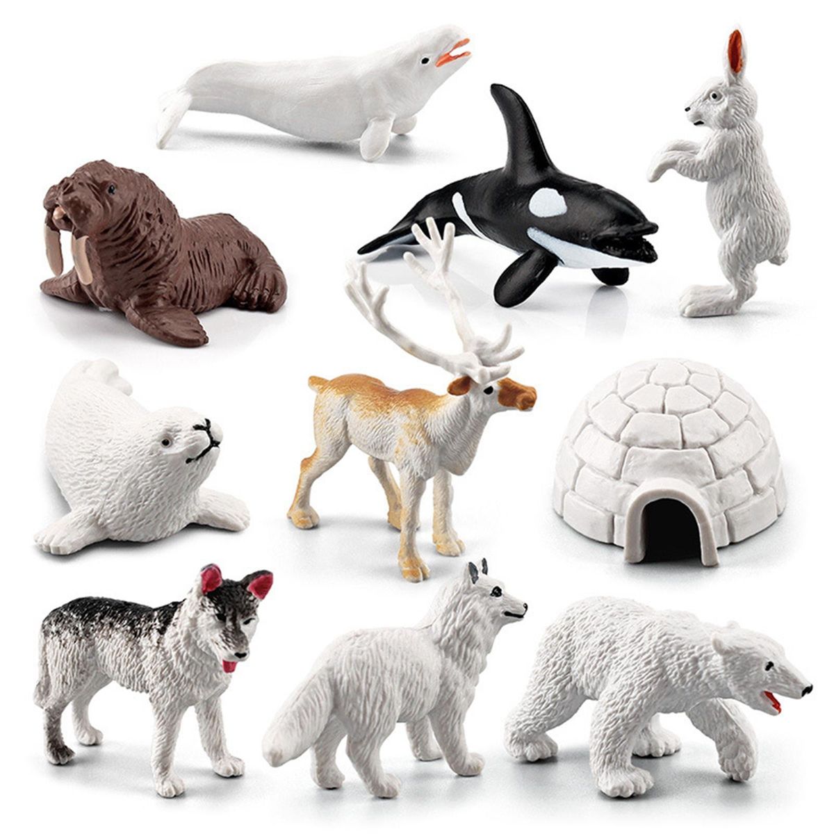 Set Of 10 Realistic Arctic Animal Model Toys For Kids Gift Shelf Decor