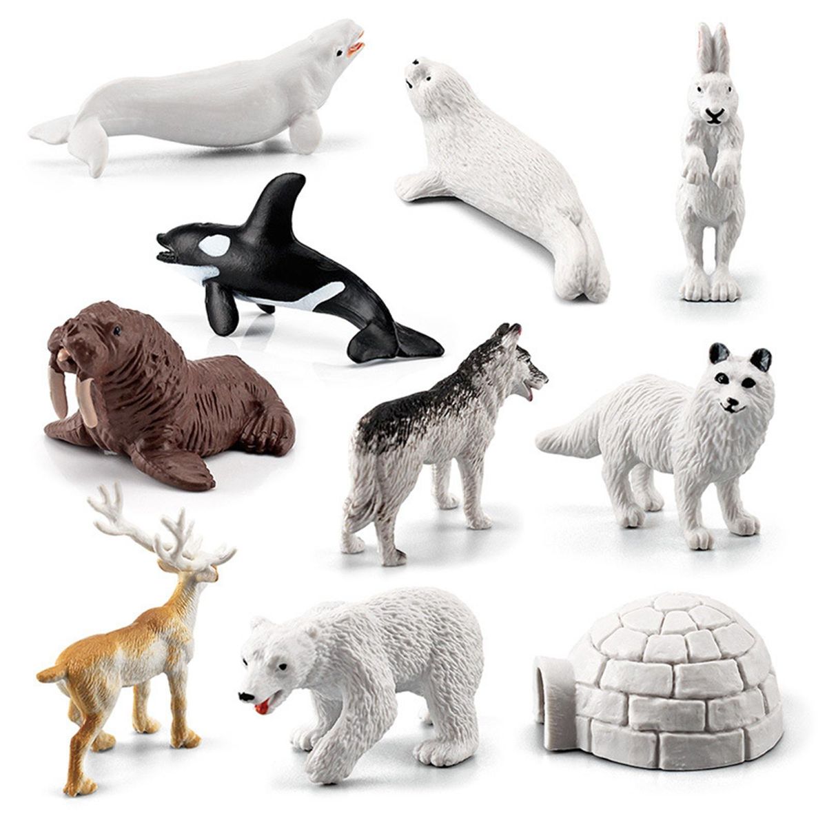 Set Of 10 Realistic Arctic Animal Model Toys For Kids Gift Shelf Decor