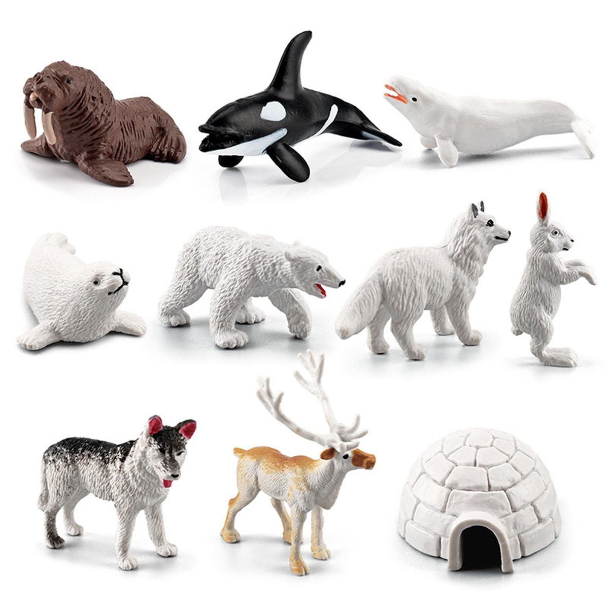 Set Of 10 Realistic Arctic Animal Model Toys For Kids Gift Shelf Decor