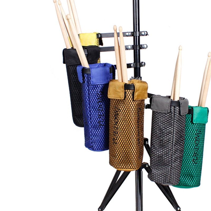 Portable Solid Mesh Drum Stick Holder Pouch Waterproof Drumsticks Storage Bag With Hanging Strap