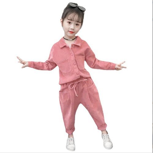 2pcs Girl's Suit Spring And Autumn Models Of Elementary School Children's Clothing