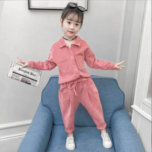 2pcs Girl's Suit Spring And Autumn Models Of Elementary School Children's Clothing