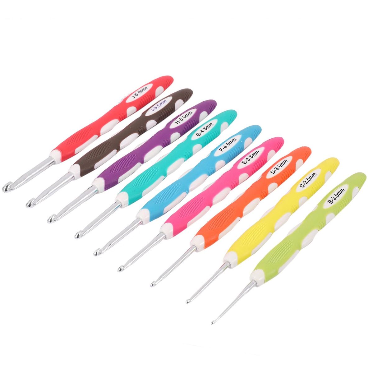 9Pcs/Set 2-6Mm 165Mm Soft Handle Multi Colour Plastic Aluminum Crochet Hooks Yarn Knitting Needles Set For Diy Craft Tools Yarn Weave Craft