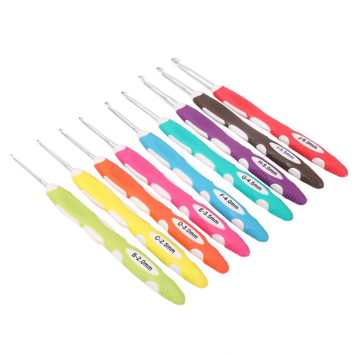 9Pcs/Set 2-6Mm 165Mm Soft Handle Multi Colour Plastic Aluminum Crochet Hooks Yarn Knitting Needles Set For Diy Craft Tools Yarn Weave Craft