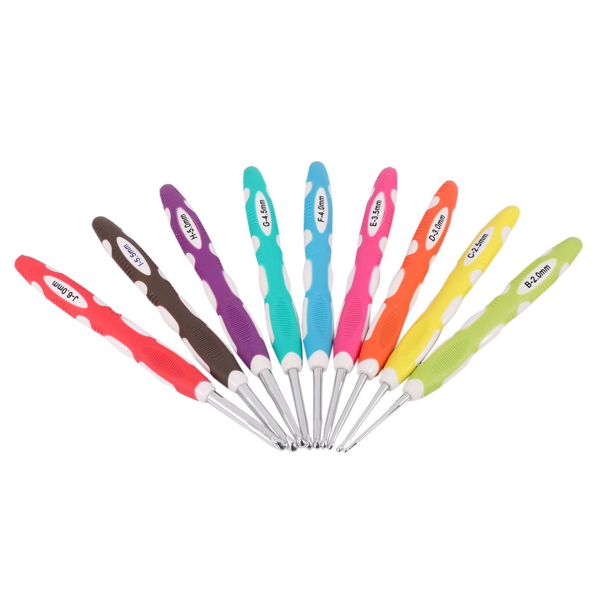 9Pcs/Set 2-6Mm 165Mm Soft Handle Multi Colour Plastic Aluminum Crochet Hooks Yarn Knitting Needles Set For Diy Craft Tools Yarn Weave Craft