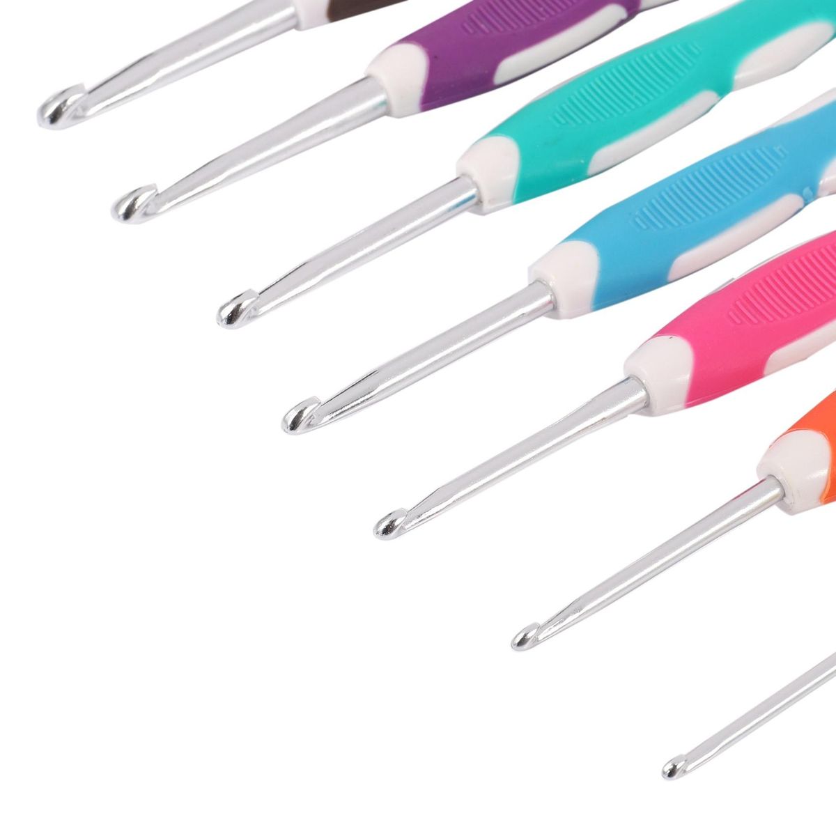 9Pcs/Set 2-6Mm 165Mm Soft Handle Multi Colour Plastic Aluminum Crochet Hooks Yarn Knitting Needles Set For Diy Craft Tools Yarn Weave Craft
