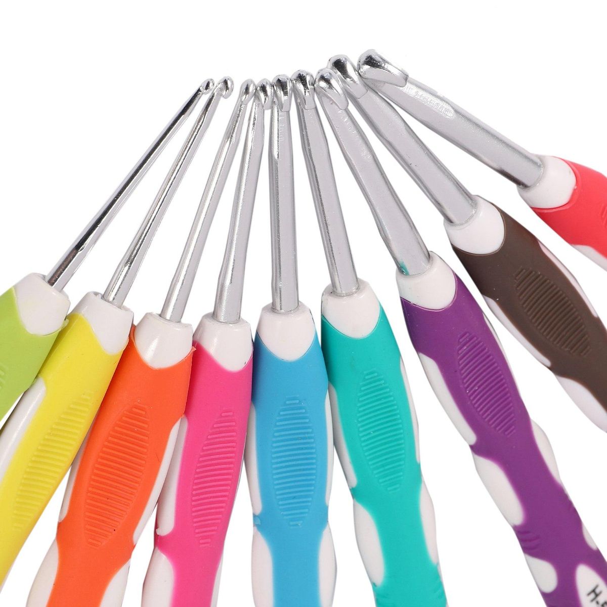 9Pcs/Set 2-6Mm 165Mm Soft Handle Multi Colour Plastic Aluminum Crochet Hooks Yarn Knitting Needles Set For Diy Craft Tools Yarn Weave Craft