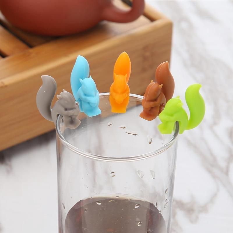 5Pcs Silicone Tea Infuser Squirrel Device Tea Bag Hanging Snail Mug Cup Clip