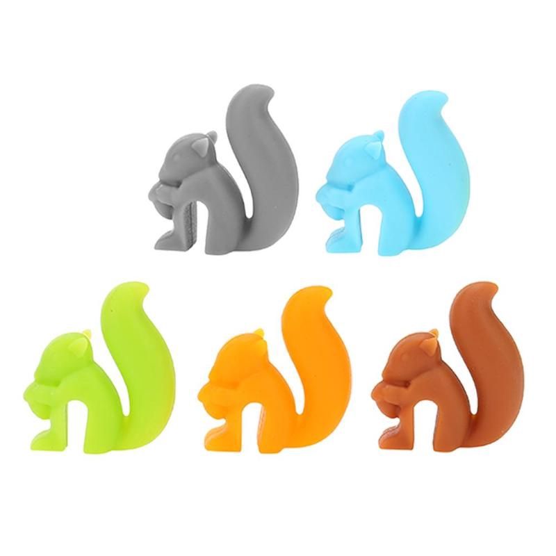 5Pcs Silicone Tea Infuser Squirrel Device Tea Bag Hanging Snail Mug Cup Clip