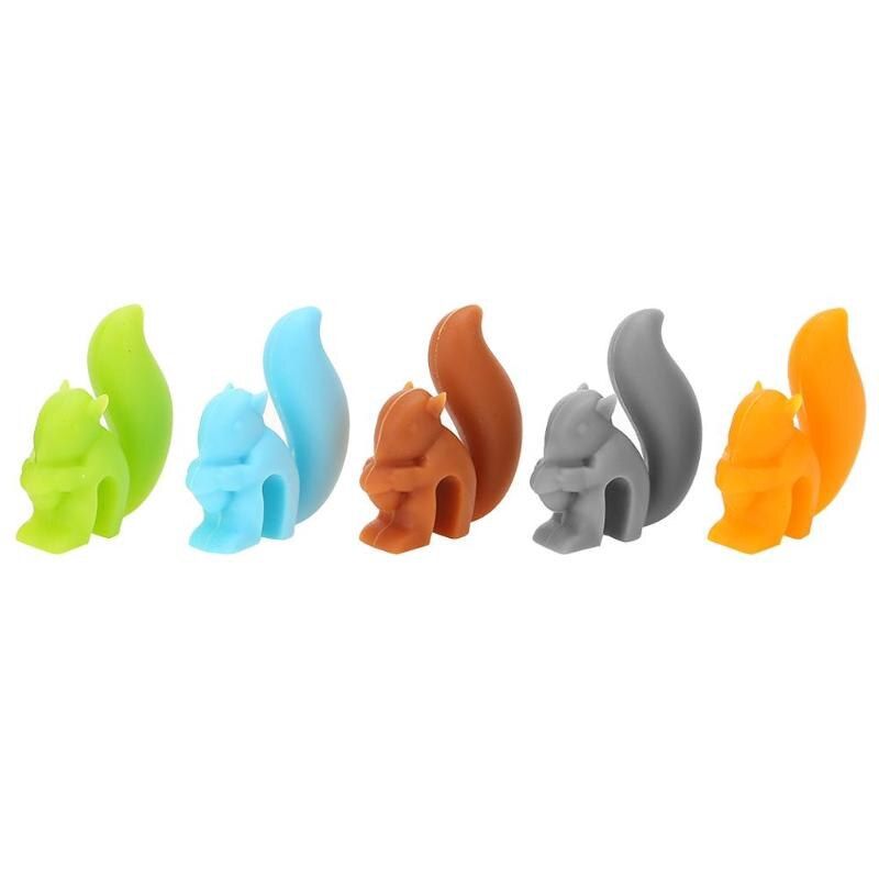 5Pcs Silicone Tea Infuser Squirrel Device Tea Bag Hanging Snail Mug Cup Clip