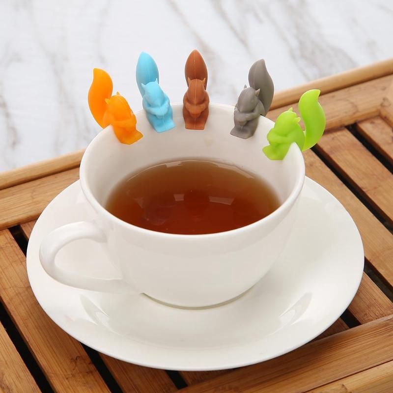 5Pcs Silicone Tea Infuser Squirrel Device Tea Bag Hanging Snail Mug Cup Clip