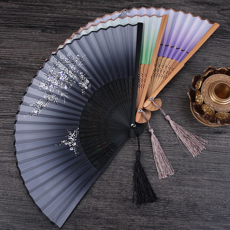 Dropshipping Decoration Silk Crafts Printed Hand Decorative Flower Hollow Fans 1pc Spun Chinese @ Fan Vintage Carved Folding