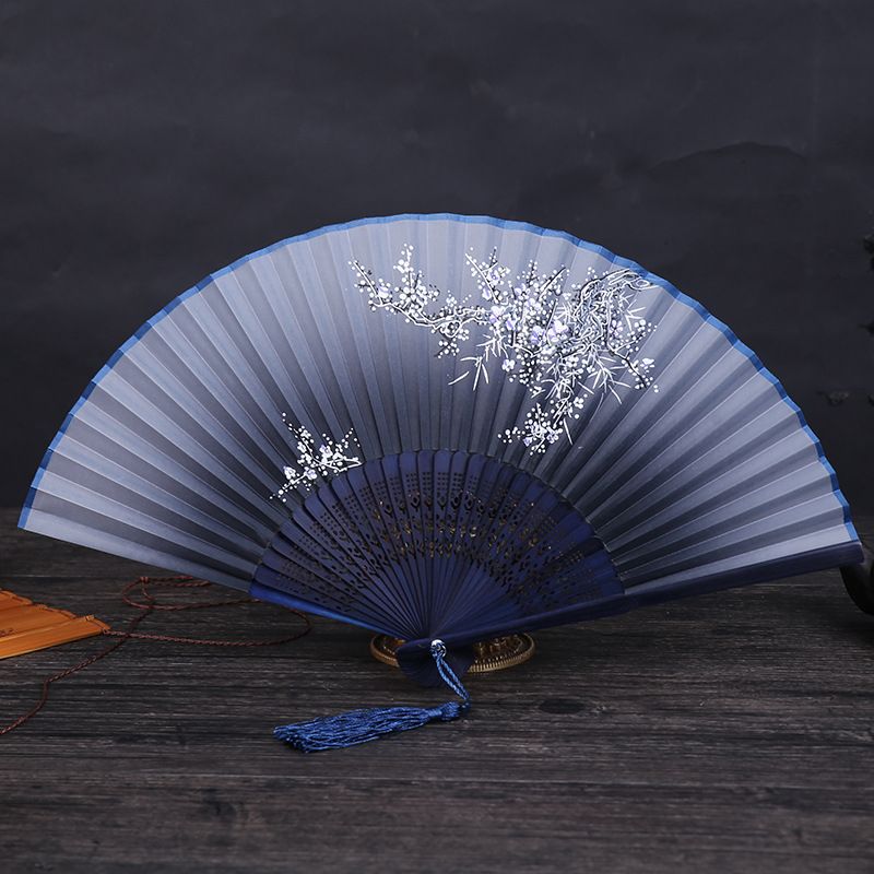 Dropshipping Decoration Silk Crafts Printed Hand Decorative Flower Hollow Fans 1pc Spun Chinese @ Fan Vintage Carved Folding