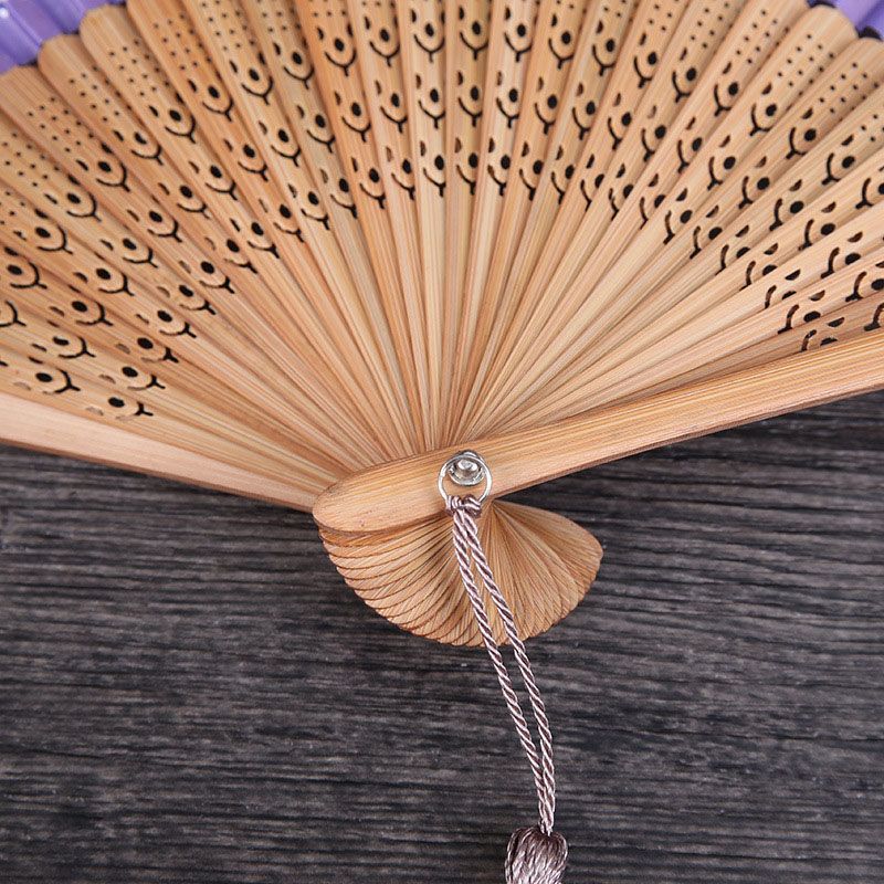 Dropshipping Decoration Silk Crafts Printed Hand Decorative Flower Hollow Fans 1pc Spun Chinese @ Fan Vintage Carved Folding