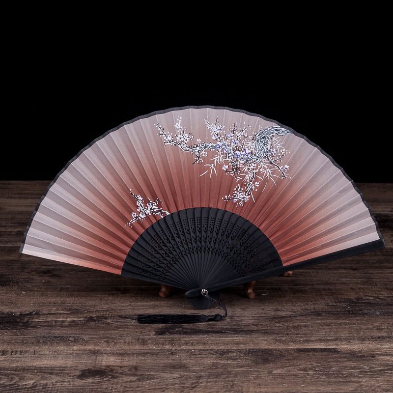 Dropshipping Decoration Silk Crafts Printed Hand Decorative Flower Hollow Fans 1pc Spun Chinese @ Fan Vintage Carved Folding