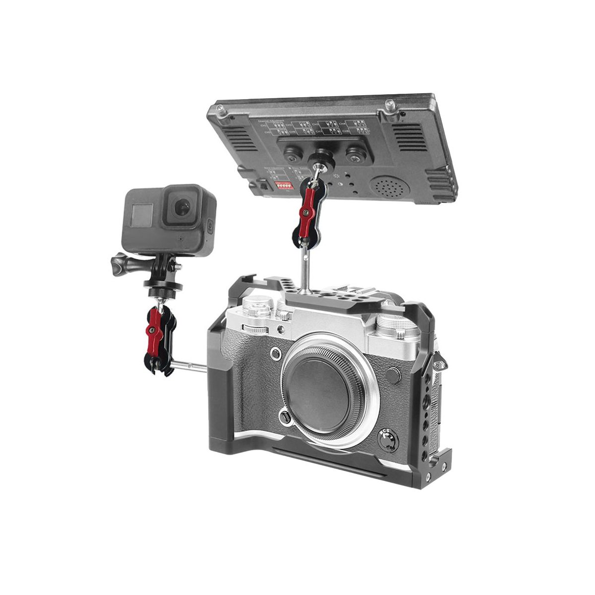 Articulating Arm Mount Double Ballhead 14 Inch Screw for DSLR Camera Light Tripod Live Hot Shoe Bracket Type A