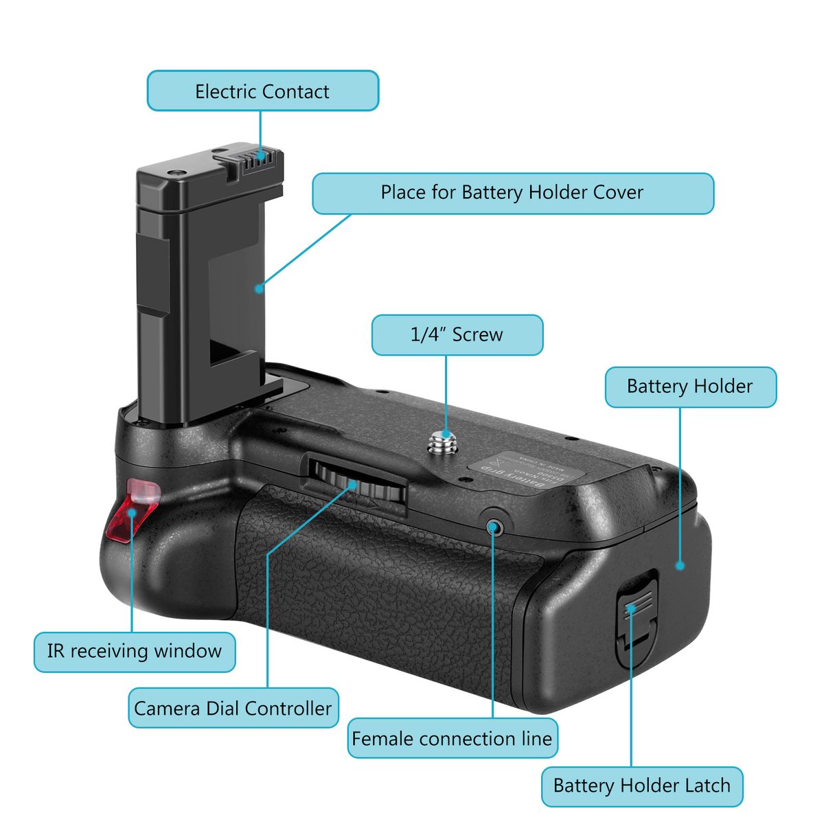 Professional Vertical Battery Grip Work With EN-EL14A Rechargeable Battery For Nikon D5600 D5500 DSLR Camera (Battery Not Included)