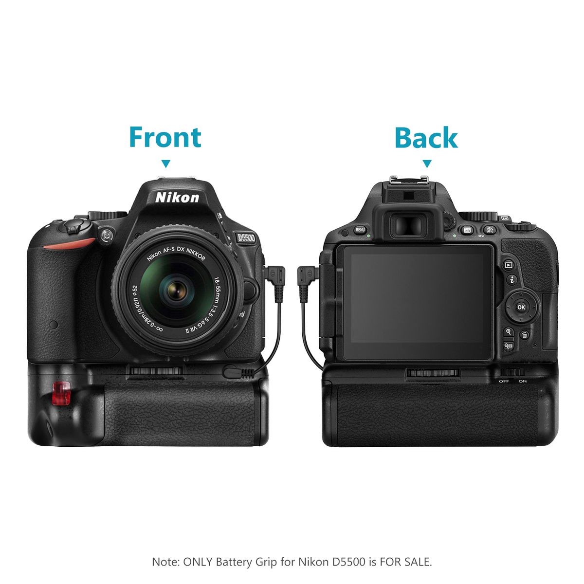 Professional Vertical Battery Grip Work With EN-EL14A Rechargeable Battery For Nikon D5600 D5500 DSLR Camera (Battery Not Included)