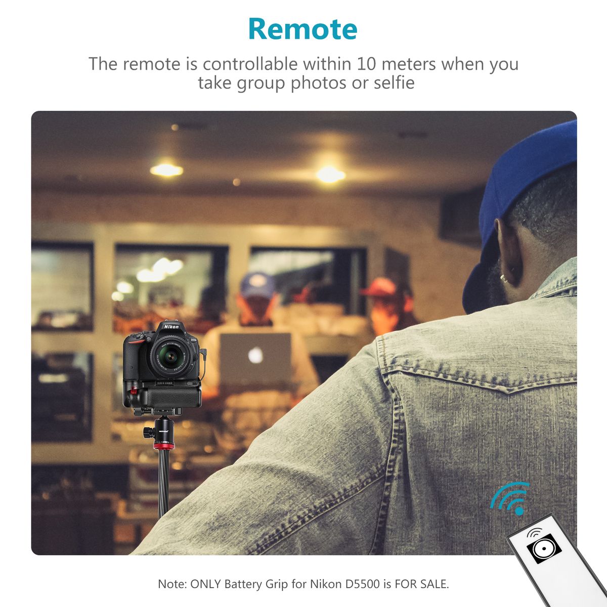 Professional Vertical Battery Grip Work With EN-EL14A Rechargeable Battery For Nikon D5600 D5500 DSLR Camera (Battery Not Included)