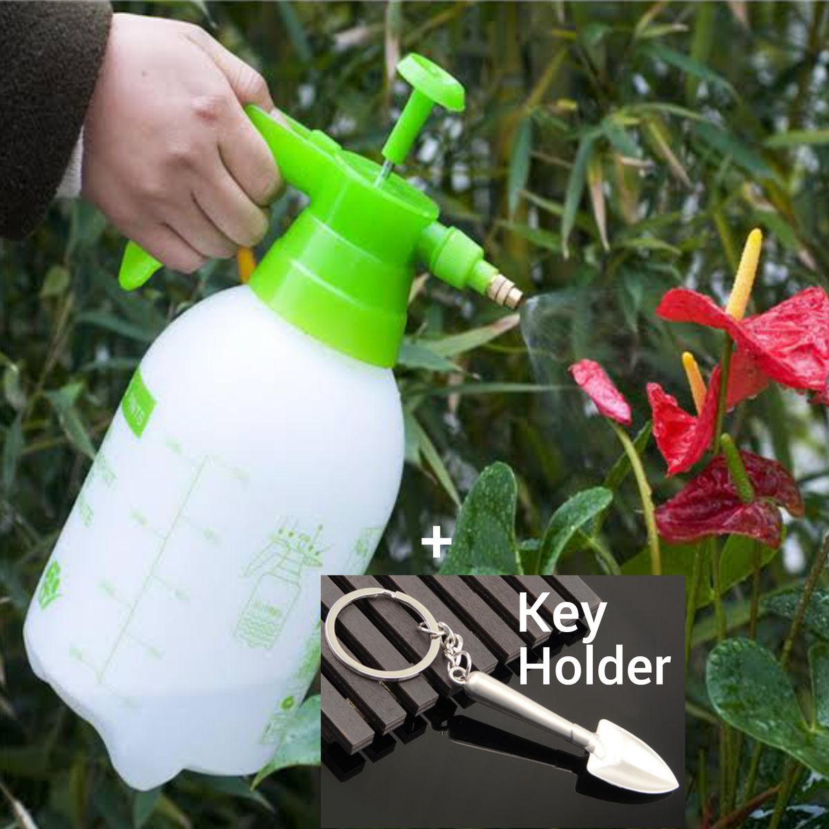 2Litres Hand Held Pressure Fumigation Chemical Sprayer Pump Action + Key Holder