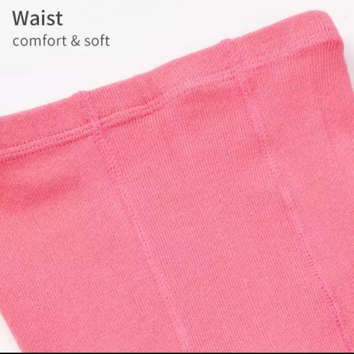 Cute Bear Print Mixed Cotton Girl Toddler Footed Leggings- Fuschia Pink