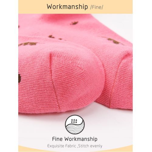 Cute Bear Print Mixed Cotton Girl Toddler Footed Leggings- Fuschia Pink