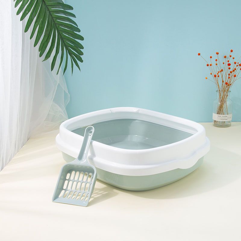 Semi-enclosed Cat Litter Basin Removable  Sandbox Easy To Clean Pet Toilet Supplies-Blue