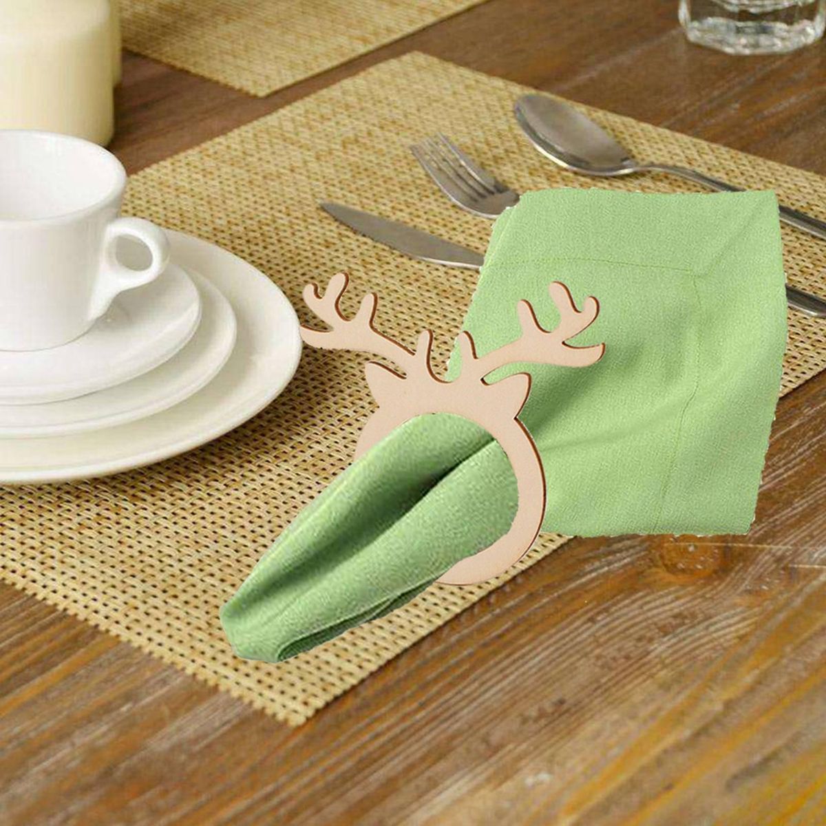 10 PCS Wooden Egg Shape Napkin Holder Rings Towel Buckles