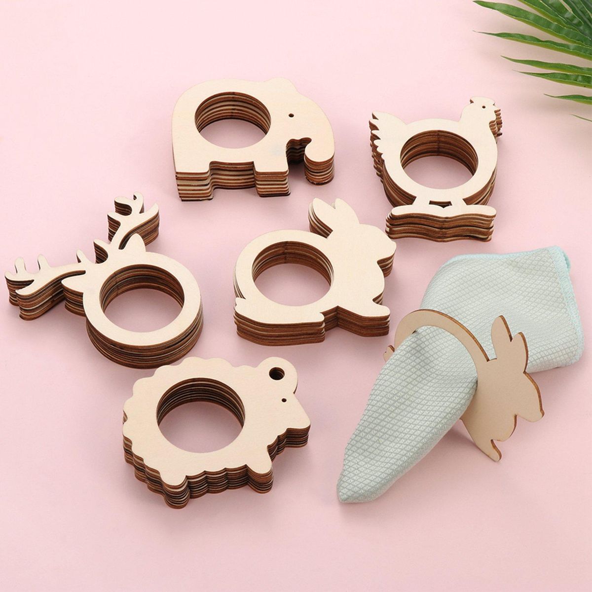 10 PCS Wooden Egg Shape Napkin Holder Rings Towel Buckles