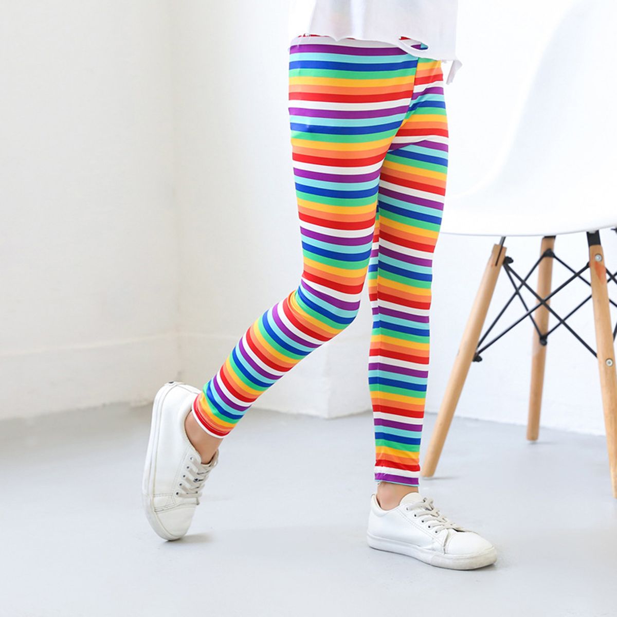 Trousers Printing All Match Children Girls High-Blue