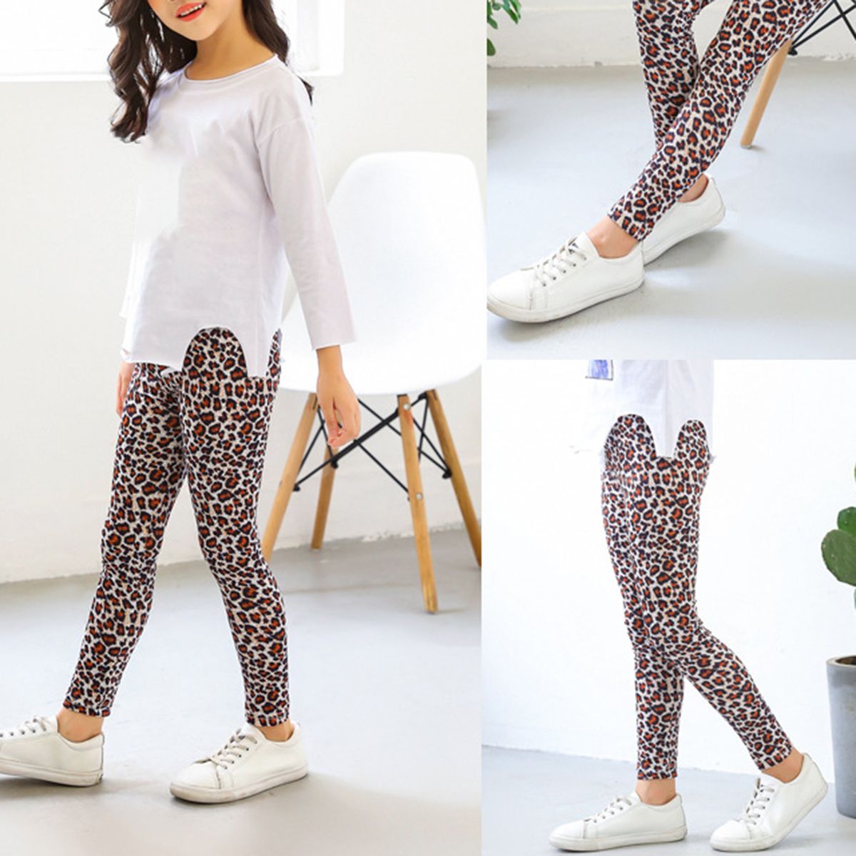 Trousers Printing All Match Children Girls High-Blue
