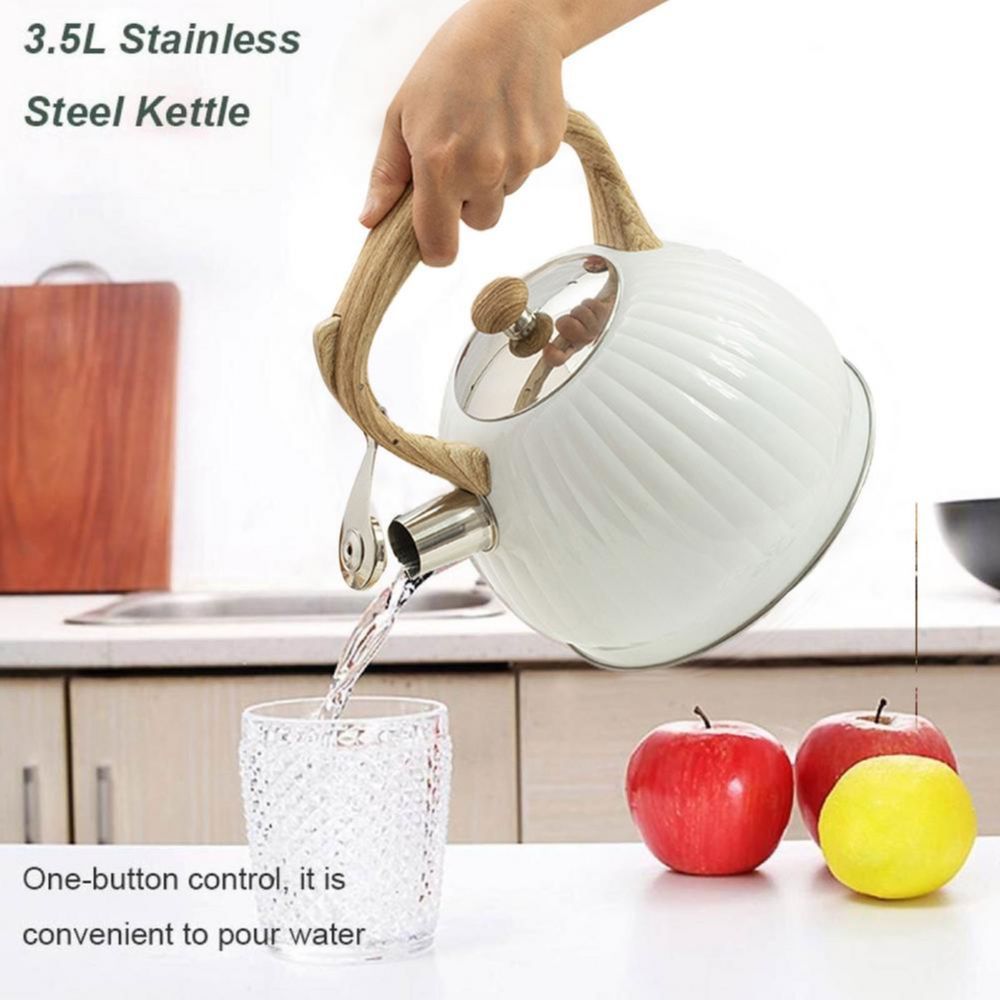 3.5L Kettle White Stainless Steel Whistling Coffee-3.5l