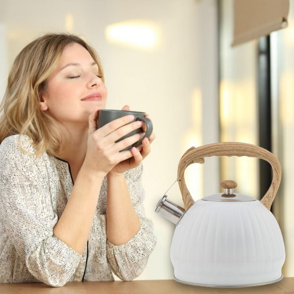 3.5L Kettle White Stainless Steel Whistling Coffee-3.5l
