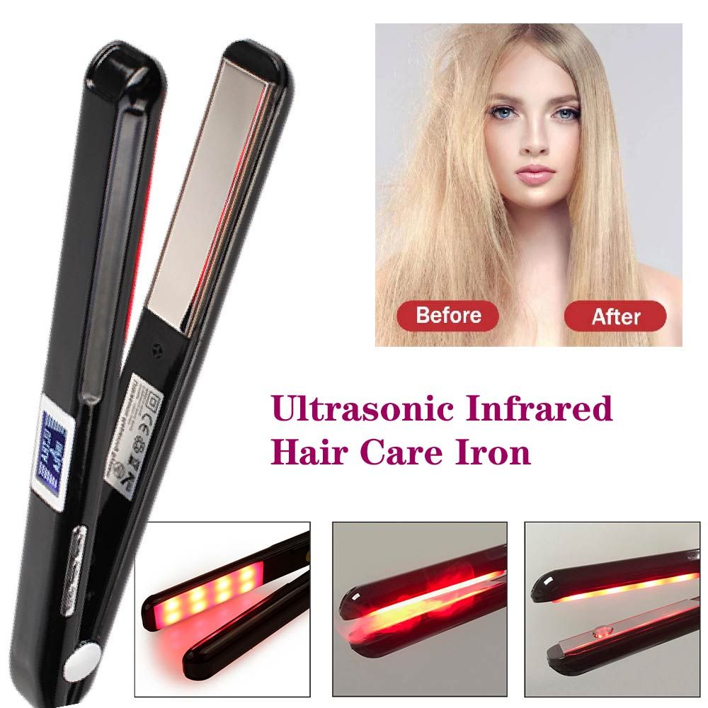 Ultrasonic Hair Care Tools LCD Display Protect Argan Oil Recover Damaged Electric Hot Treatment Styler Cold  Straightener