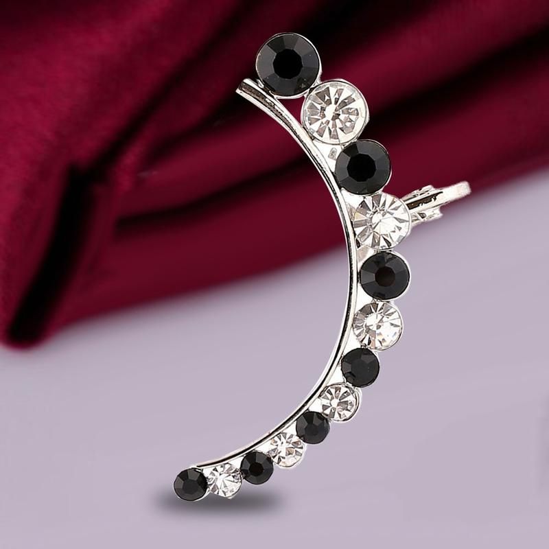 Women Fashion Creative Rhinestone Ear Stud Cuff-Light Grey