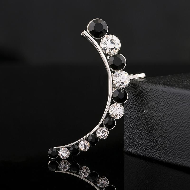 Women Fashion Creative Rhinestone Ear Stud Cuff-Light Grey