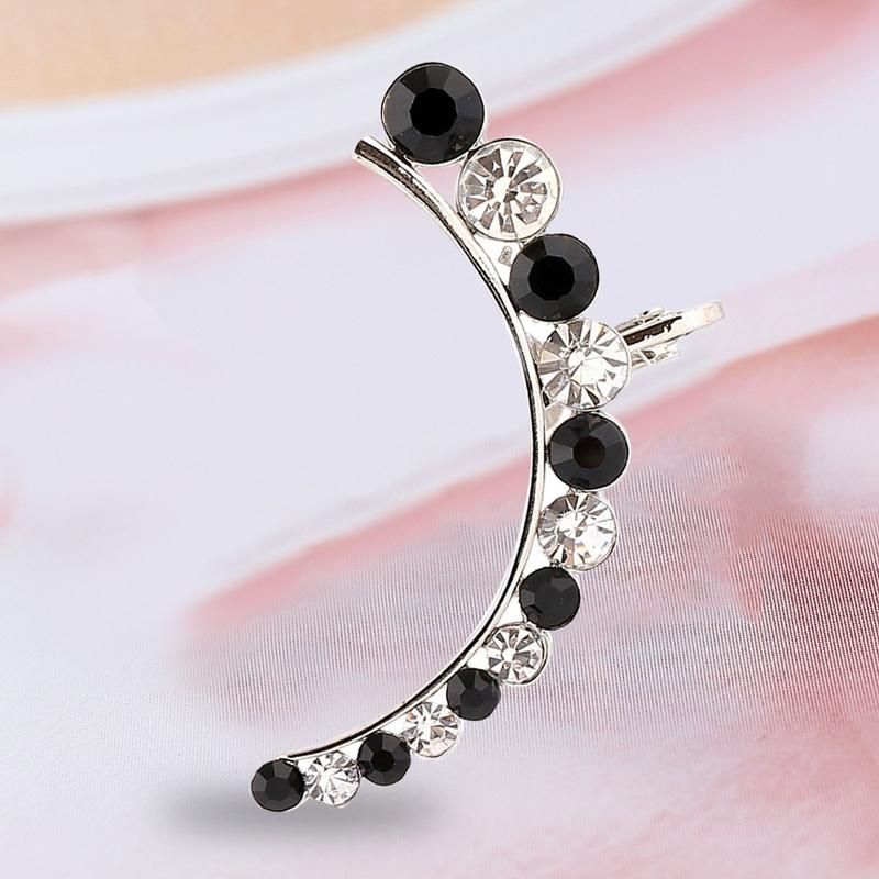 Women Fashion Creative Rhinestone Ear Stud Cuff-Light Grey