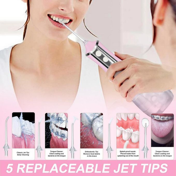 Electric Water Flosser IPX6 Waterproof 350ml Tooth Cleaning For Pink