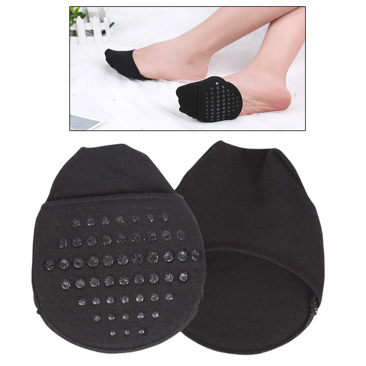 2Pcs Silicone  Forefoot Pad Pain Relief For High Heels Shock Black