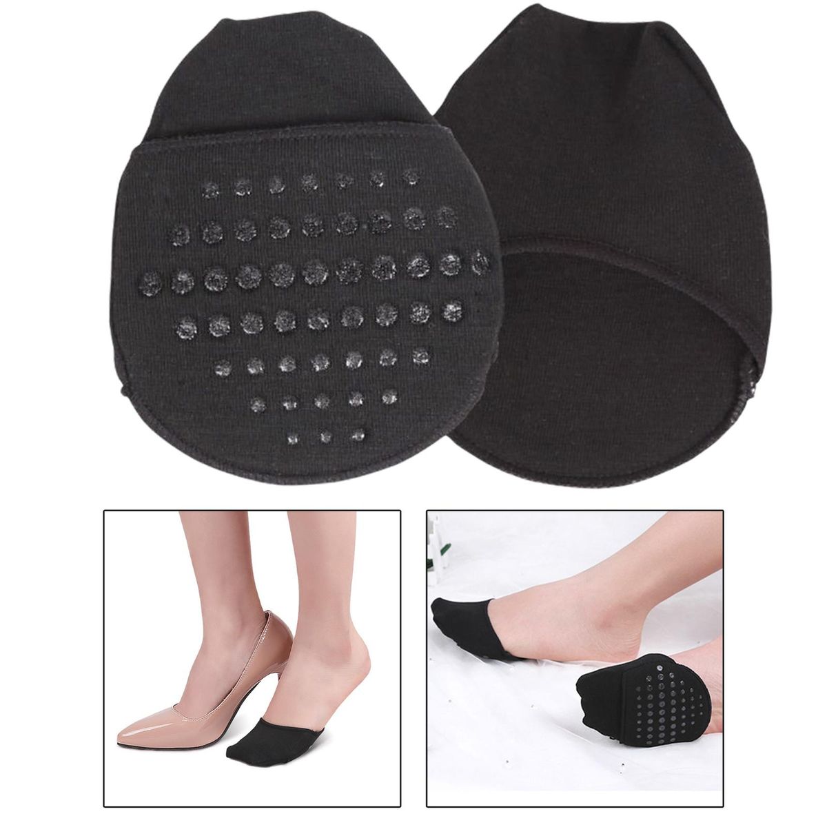 2Pcs Silicone  Forefoot Pad Pain Relief For High Heels Shock Black