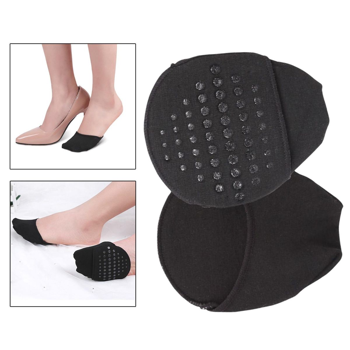 2Pcs Silicone  Forefoot Pad Pain Relief For High Heels Shock Black
