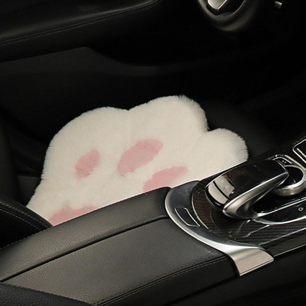 Car Seat Pad Cartoon Cat Paw Winter Warm Car Seat Cushion White Pink